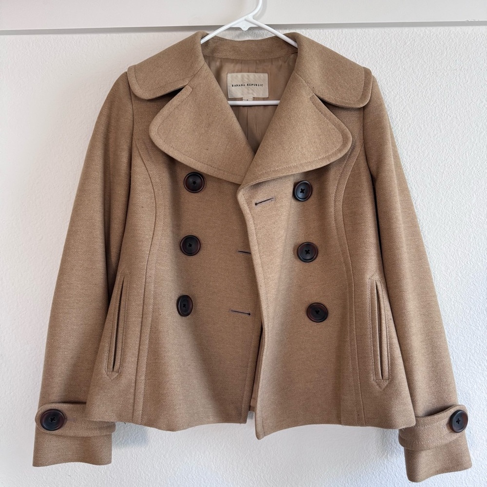 Banana Republic Women's Tan Wool Peacoat